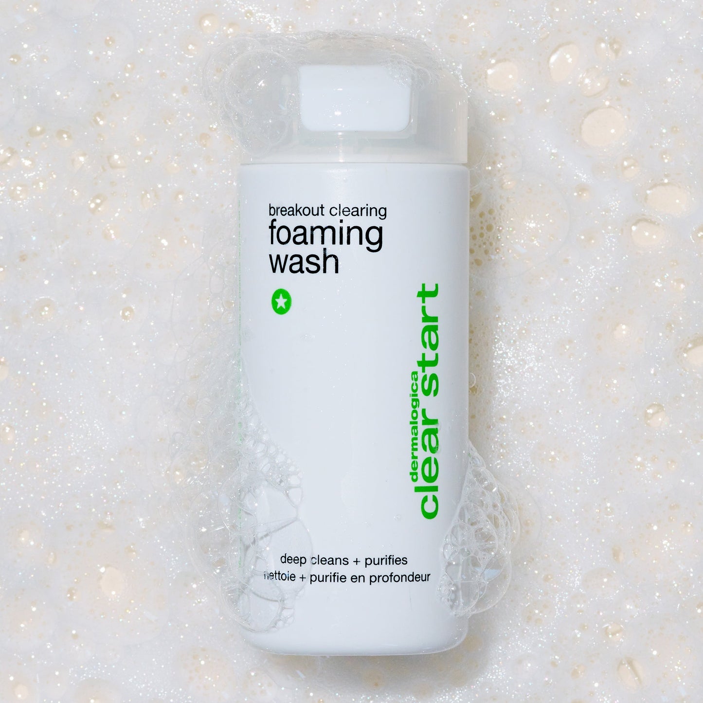 Breakout Clearing Foaming Wash with foam in background